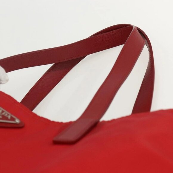 PRADA Tote Bag Nylon Red Silver Auth 155081 - Picture 8 of 16